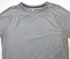 Large All In Motion Gray Crewneck T-Shirt Top Short Sleeve Poly Spandex WS463