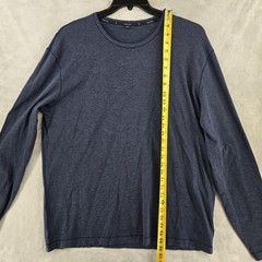 Public Rec Go To Long Sleeve Crewneck Shirt Heather Navy Pima Cotton Size 2XL