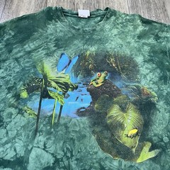 Vintage Frog T-Shirt Rainforest Nature Tie Dye Size Large Green Discovery