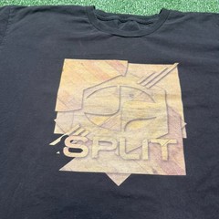 Vintage Y2K Split Skateboarding T Shirt Mens Size XL Black Short Sleeve