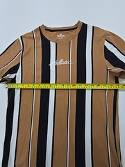 Hollister Men’s Brown Striped Logo Crew Neck T-Shirt Size M Excellent