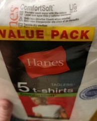 Hanes Men’s 5-Pack Cotton Tagless, Lay-Flat Collar T-Shirts, Size L White 2135P5