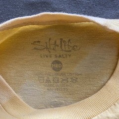 Salt Life T Shirt Mens Medium Yellow Bleach Acid Wash Fishing Sailor’s Delight
