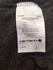 Carhartt Long Sleeve Henley Shirt Size L Grey Cotton Loose Fit TK128 Heavyweight