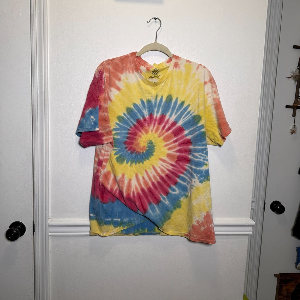 Tie Dye Spiral T-Shirt XL Multicolor Rainbow Festival Hippie Cotton Tee