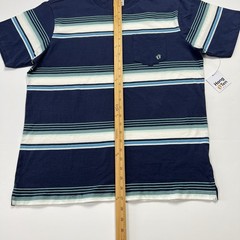 Hang Ten Striped Pocket Tshirt Blue White Short Sleeve Black Size Small NWT