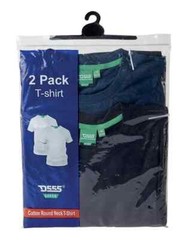 D555 Duke Big Mens 2 Pack Crew Neck T-Shirt Black/Navy 2XL-8XL (KS16894)