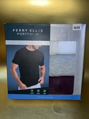 Perry Ellis Portfolio Mens 3-Pack T-Shirts Crew Neck Cotton Blend (A) MEDIUM ✈️