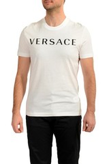 Versace Men’s White Logo Embellished Crewneck Short Sleeve T-Shirt US XL IT 54