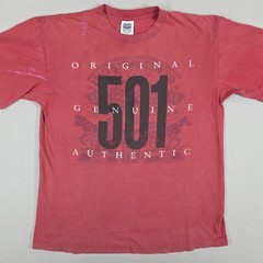 Vintage Levi’s 501 Shirt Mens XL Red Spellout Single Stitch Spellout Distressed