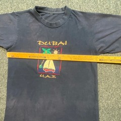 Dubai UAE TShirt Sz S Mens Navy Blue Vintage 90s Skater Embroidered Sailboat