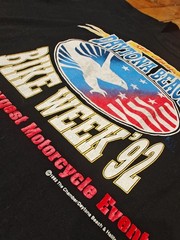 Daytona Beach Bike Week 1992 Graphic Print Black Cotton Crew Neck T-Shirt Large