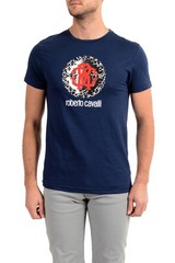 Roberto Cavalli “Beachwear” Men’s Blue Graphic Print T-Shirt US 2XL IT 56