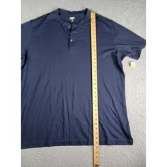 Lands’ End Henley Shirt Mens 2XL 50-52 Blue 100% Cotton Button NWT