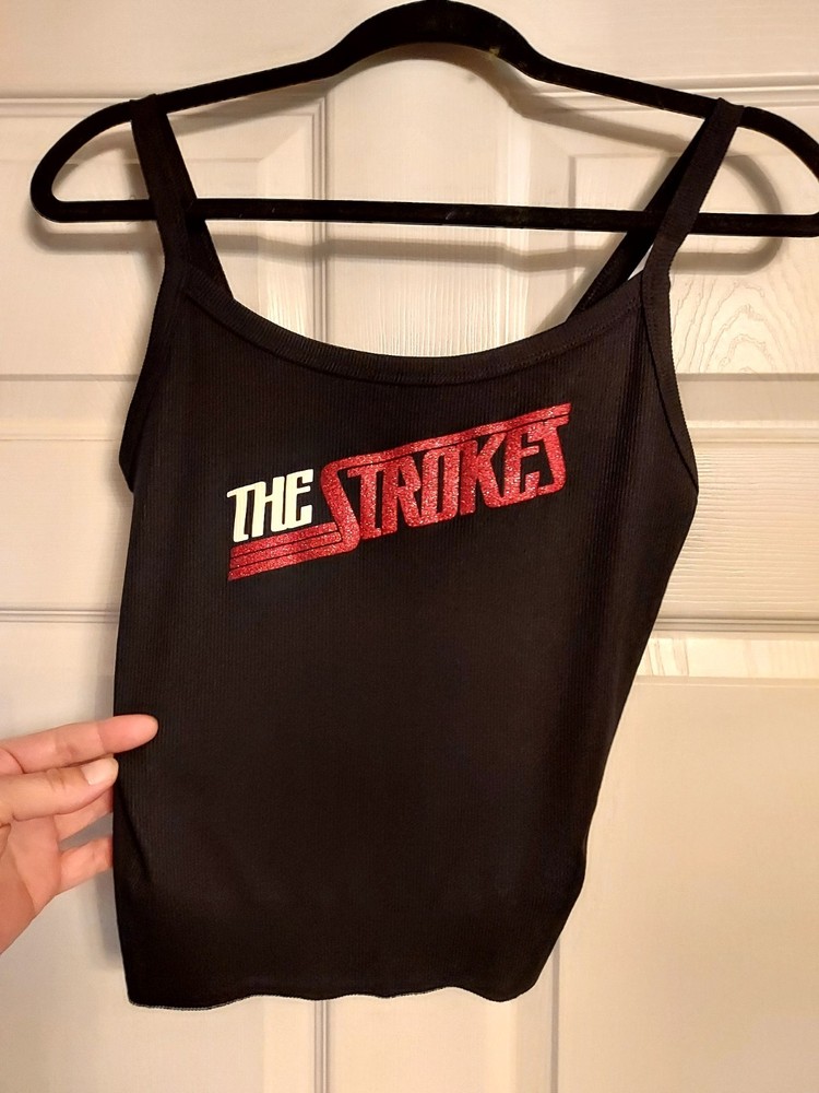 The strokes tank top the strokes crop top red glitter sparkles Shirt Xs_3xl