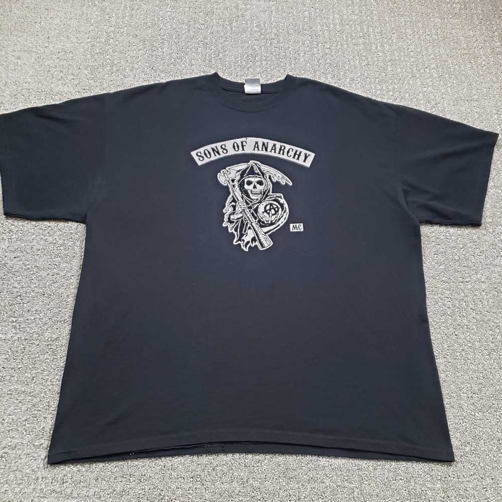 SONS OF ANARCHY Shirt Mens 2XL Black Grim Reaper Logo Biker TV Show Motorcycle
