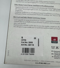 Falke Men’s Daily Climate Control Crew Neck Undershirt White Size S New in Box