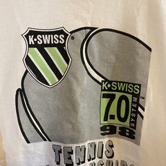 Vintage 98 K SWISS 7.0 Tennis T-Shirt Mens Large White Single Stitch Gamma