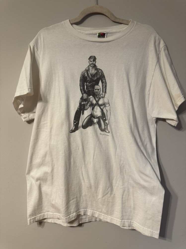 -Vintage 90s Tom Of Finland LGBTQ Gay BDSM Art Tee-Size Large