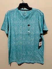 Architect V Neck T Shirt Large Aqua Blue Heather Short Sleeve Soft Unisex NWT