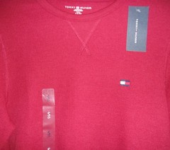 Tommy Hilfiger Flag Men’s Sleep Shirt Waffle BURGUNDY Size: SMALL NWT $32.50