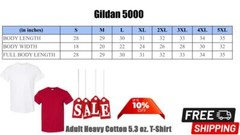 NEW Gildan Men’s Heavy Cotton Plain Crew Neck Short Sleeves T-Shirt G500/5000
