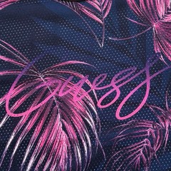 GUESS Tank Top Mens Large Pink Palm Print Mesh Sleeveless Graphic Summer