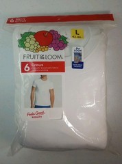 6 Fruit of the Loom Men’s Crew Tee shirts, Moisture Wicking & Tag Free Size L