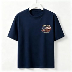 Two Sided DD-214 Alumni Vintage Graphic Tee American Flag Veteran Cotton T-Shirt