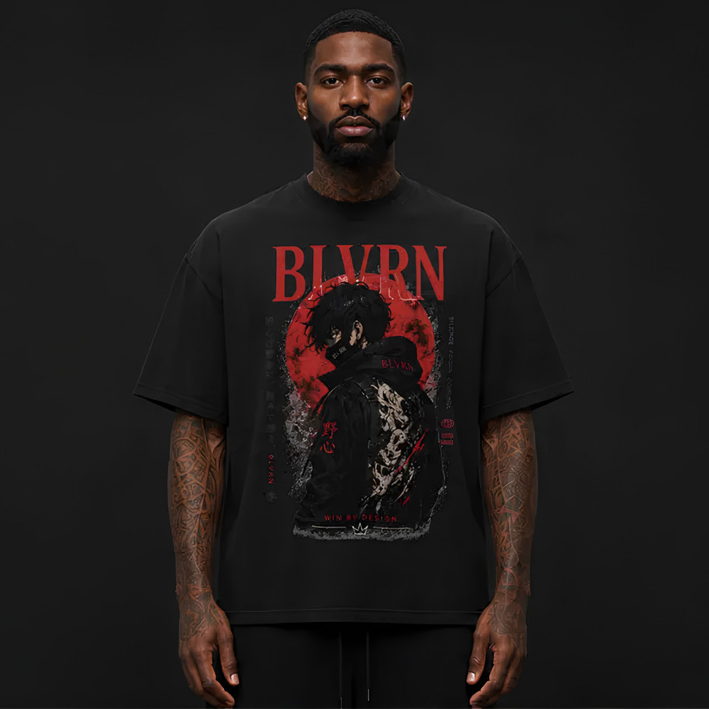 BLVRN Win By Design T-Shirt – Dark Anime Streetwear Graphic Tee