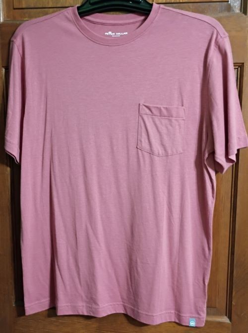 PETER MILLAR Seaside Men’s ROSE Short Sleeve Cotton Blend T Shirt, Size Medium
