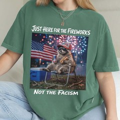Anti Fascist Patriotic Raccoon Fireworks Shirt Funny 4th of July