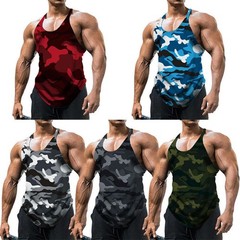 Men Gym Vest Racerback Bodybuilding Muscle Stringer camouflage Tank Fitness Tops