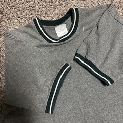 1990’s Vintage Nike Striped Ringer T Shirt Size Large Grey Navy