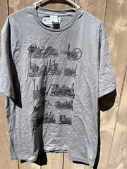 History of Trains Graphics Slate Gray Short Sleeve Tshirt – Men’s Sz XL