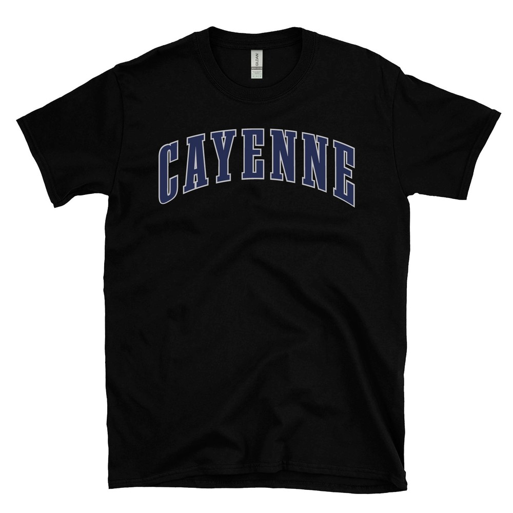 CAYENNE T-SHIRT VARSITY LOGO college style vehicle car driver