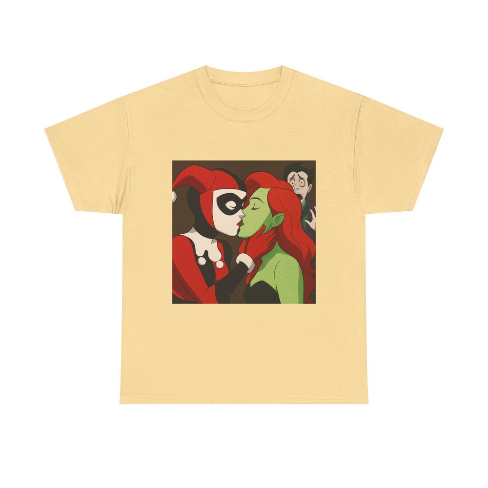 Harley Quinn Poison Ivy Kissing Love Tee Unisex T-Shirt Joker Shocked Batman Ani