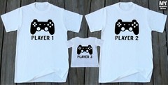 Father Son Family Matching T Shirts Player 1 2 3 Funny Dad Son Mom Christmas Tee