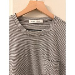 Mika Jaymes Pocket T-Shirt Mens Grey White Micro Stripe Tee