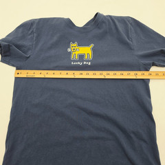 Life Is Good LUCKY DOG Men’s Shirt Size Medium Lot of 2 Gray Horseshoe Navy Blue