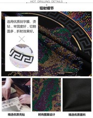 New Men Luxury Diamond Leopard Rhinestones Fashion Black T-Shirt High Quality