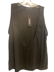 Incerun Mens Deep Scoop Neck Sleeveless Tank Top Loose Tee Black Size Medium NWT