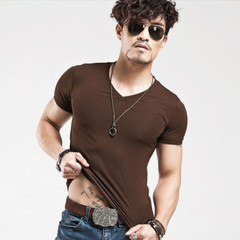 La Camisa De Manga Camiseta Corta De Algodón Para Hombres Verano Casual Cuello V