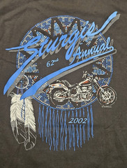 2002 Biker T-shirt STURGIS BLACK HILLS RALLY 62nd Size XL Wolf Native American
