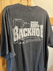 Little Rob’s Backhoe Port & Company Men’s XL Gray Tee Shirt Cotton Blend
