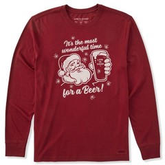 Life is Good 139260 – Men’s Time for a Beer Santa Long Sleeve Crusher Tee – Adir