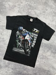 Vintage Isle Of Man TT Races Motorbike Racing Road Black T-Shirt Tee 90s