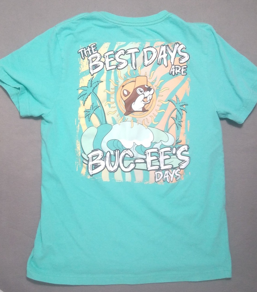 Buc-ees T Shirt Medium 38″ Blue Teal Best Days Short Sleeve