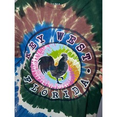 SUNA Key West Florida Rooster Tie Dye T-Shirt Mens Medium Green Blue Souvenir