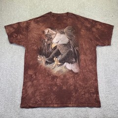 The Mountain T Shirt Mens Large Bald Eagle Burgandy Brown Tie Dye Graphic Nature